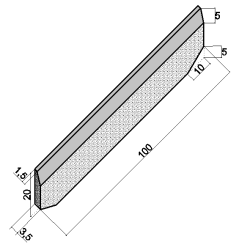 Boordsteen fijne boord 100x20x3-1,5cm grijs