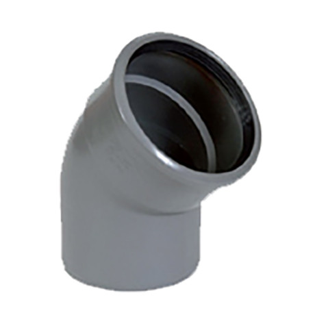 PVC grijs benor bocht 45° dia.125 1 mof