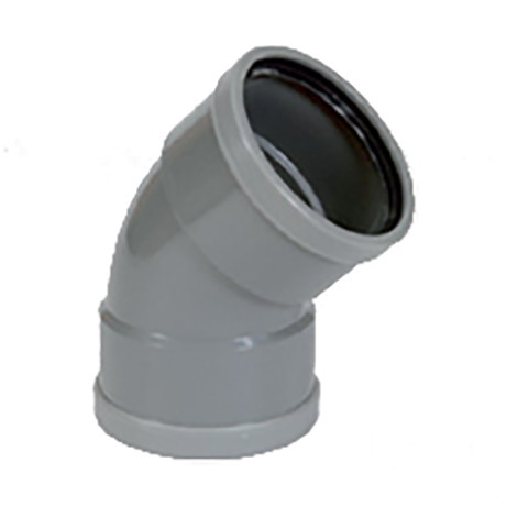 PVC grijs benor bocht 45° dia.125 2 mof
