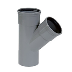 PVC grijs benor T-stuk 45° dia.110 2 mof