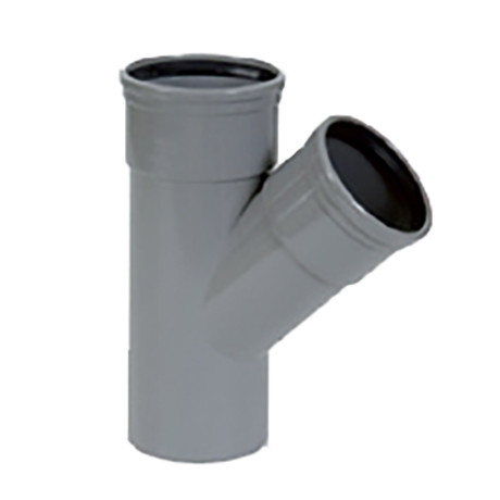 PVC grijs benor T-stuk 45° dia.200 2 mof