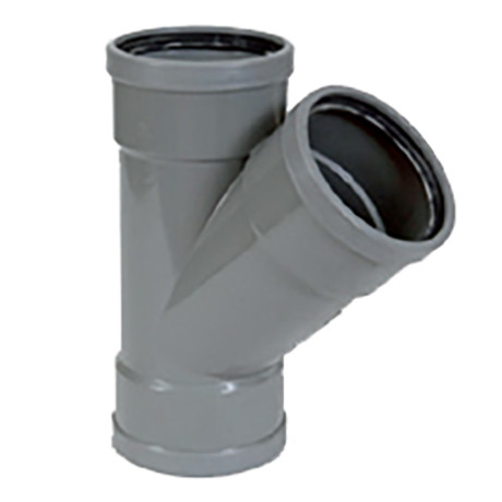 PVC grijs benor T-stuk 45° dia.200 3 mof