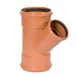 PVC roodbruin T-stuk 45° dia.110 3 mof