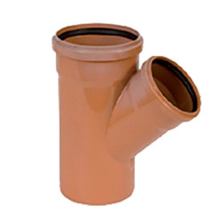 PVC roodbruin T-stuk 45° dia.200 2 mof