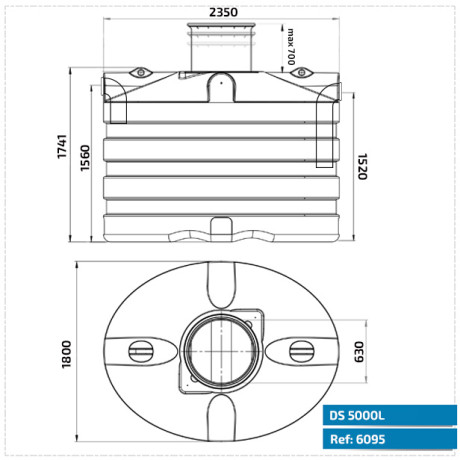 DS premium regenwatertank/septic ovaal 5.000L