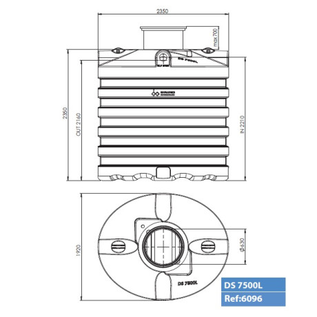 DS premium regenwatertank/septic ovaal 7.500L