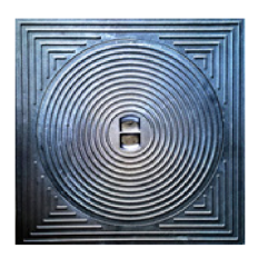 Deksel gietijzer 30x30 - voor buis diam.250