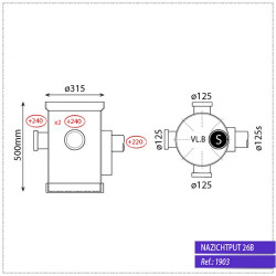 Sifonput diam.315 - aansluiting 3x125/1x125