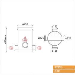 Toezichtsput diam.250 - aansluiting 4x125
