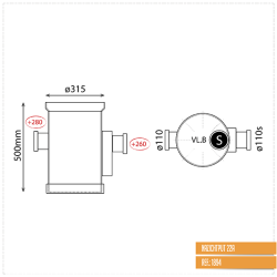 Sifonput diam.315 - aansluiting 1x110/1x110