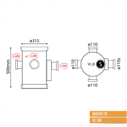 Sifonput diam.315 - aansluiting 3x110/1x110