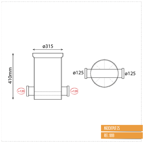 Toezichtsput diam.315 - aansluiting 2x125