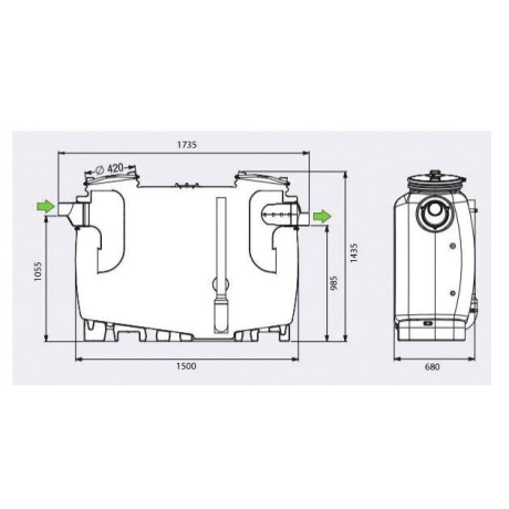 DS EC G Vetafscheider professioneel gebruik 600L - NG2  DS EC G Vetafscheider professioneel gebruik 600L - NG2