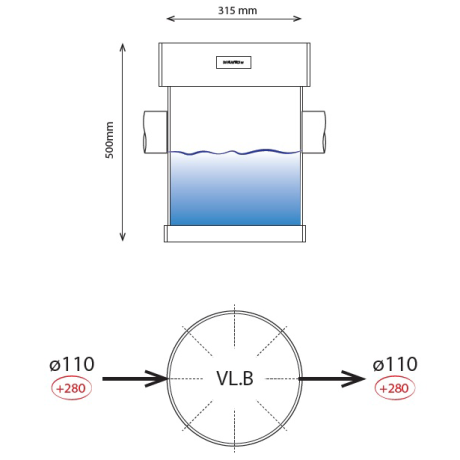 DS Staalafnameput diam.315 - 2x110 - NG2-4 DS Staalafnameput diam.315 - 2x110 - NG2-4