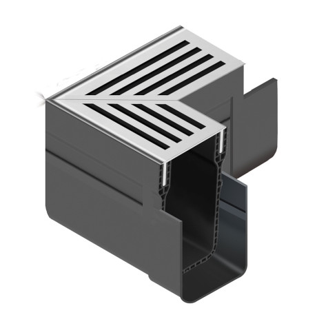 ACO Slimline hoekstuk aluminium rooster grijs