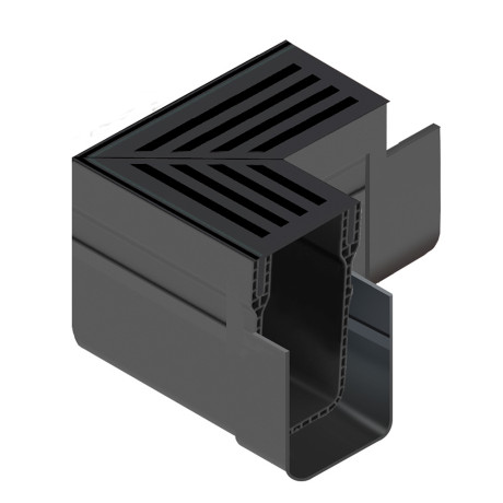 ACO Slimline hoekstuk aluminium rooster zwart