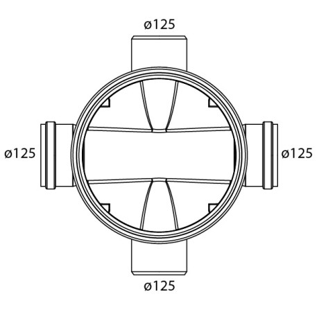 Toezichtsput PE diam. 315 - 4x125mm Toezichtsput PE diam. 315 - 4x125mm