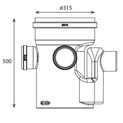Sifonput PE diam. 315 - 1x110mm/3x110mm