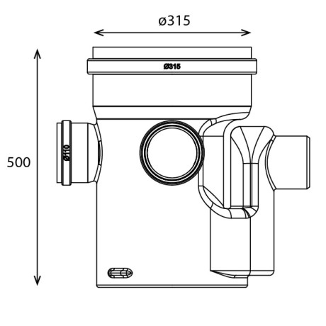 Sifonput PE diam. 315 - 1x110mm/3x110mm