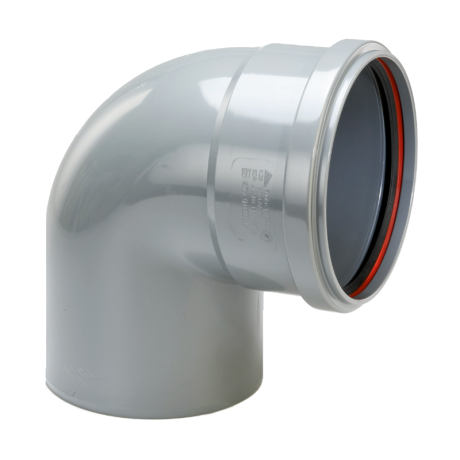 PVC grijs benor bocht 90° dia.110 1 mof