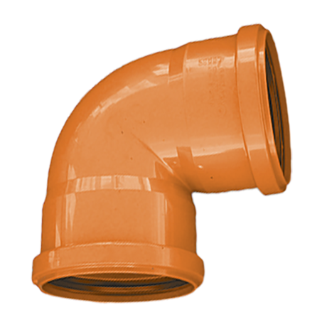 PVC roodbruin bocht 90° dia.125 2 mof