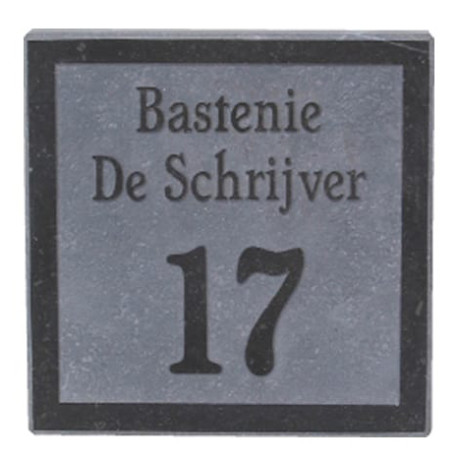 Naam & nummergravure op arduinplaatje 18x18- Stone Black