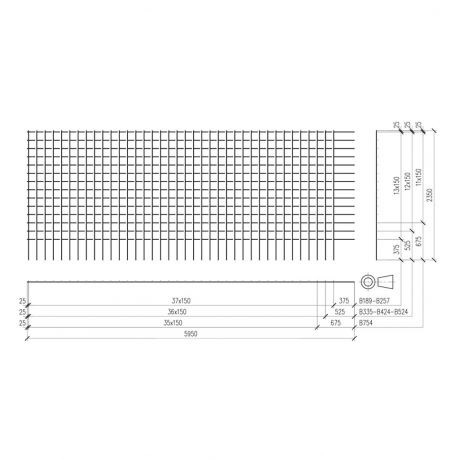 Steknet 5,95x2,35m dia.10mm maas 15x15cm - per stuk Steknet 5,95x2,35m dia.10mm maas 15x15cm - per stuk