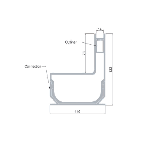 L&S ALU side drain 75 1m + verbinding