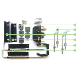 Slotset (locinox) voor dubbele tuinpoort zwart