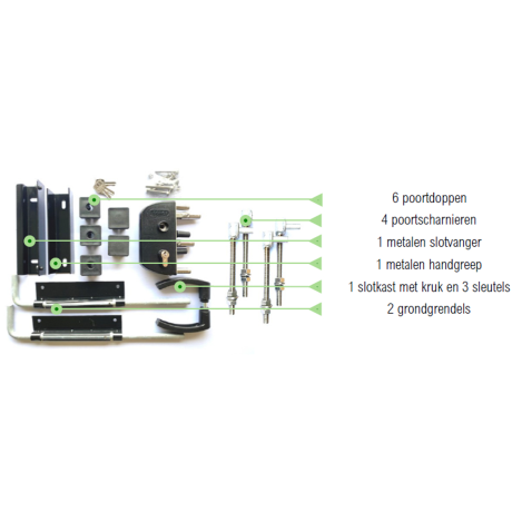 Slotset (locinox) voor dubbele tuinpoort zwart