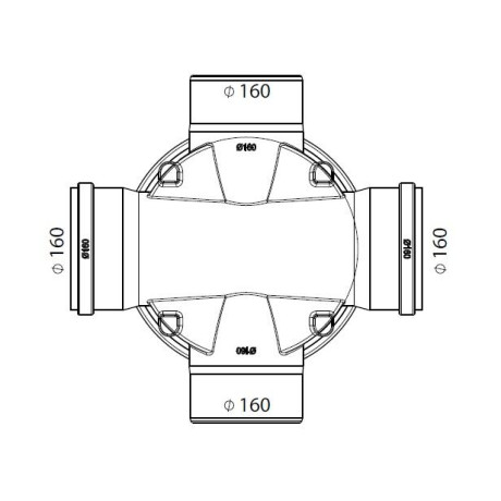 Toezichtsput PE diam. 315 - 4x160mm