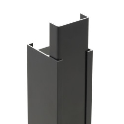 Eindpaal 80/60mmx300cm gleuf van 36mm zwart