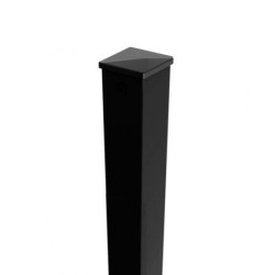 Vierkante paal 60/60xmm200cm met voetplaat zwart