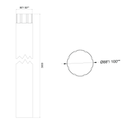 METIGLA n°14 Regenpijp 300cm - RAL9005 zwart mat