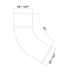 METIGLA n°16 Afvoervoet 60° - RAL9005 zwart mat