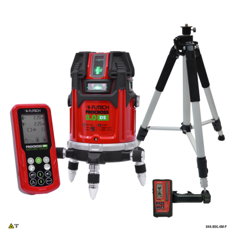 FUTECH Procross kruislijnlaser 8.0 DS Groen + statief 300cm + ontvanger