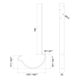 METIGLA n°2 Versterkte haak - RAL7016 antraciet mat