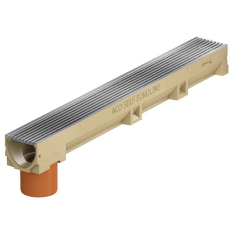ACO Euroline 100 INOX lengtestaafrooster + uitloop