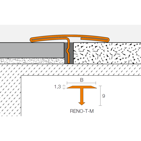 Schluter RENO-T M 2,5m 14mm messing