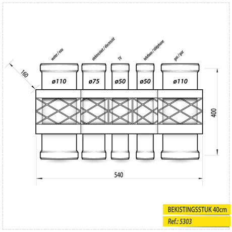 Energiesteen nutsleidingen bekistingstuk 40cm Energiesteen nutsleidingen bekistingstuk 40cm